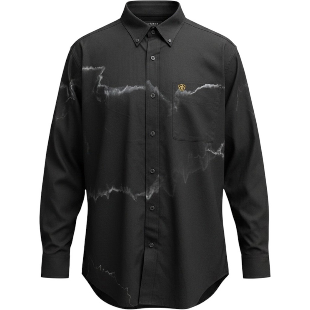 Ariat Mens Solid Twill Classic Fit Long Sleeve Shirt Black Graphic 10000502 M